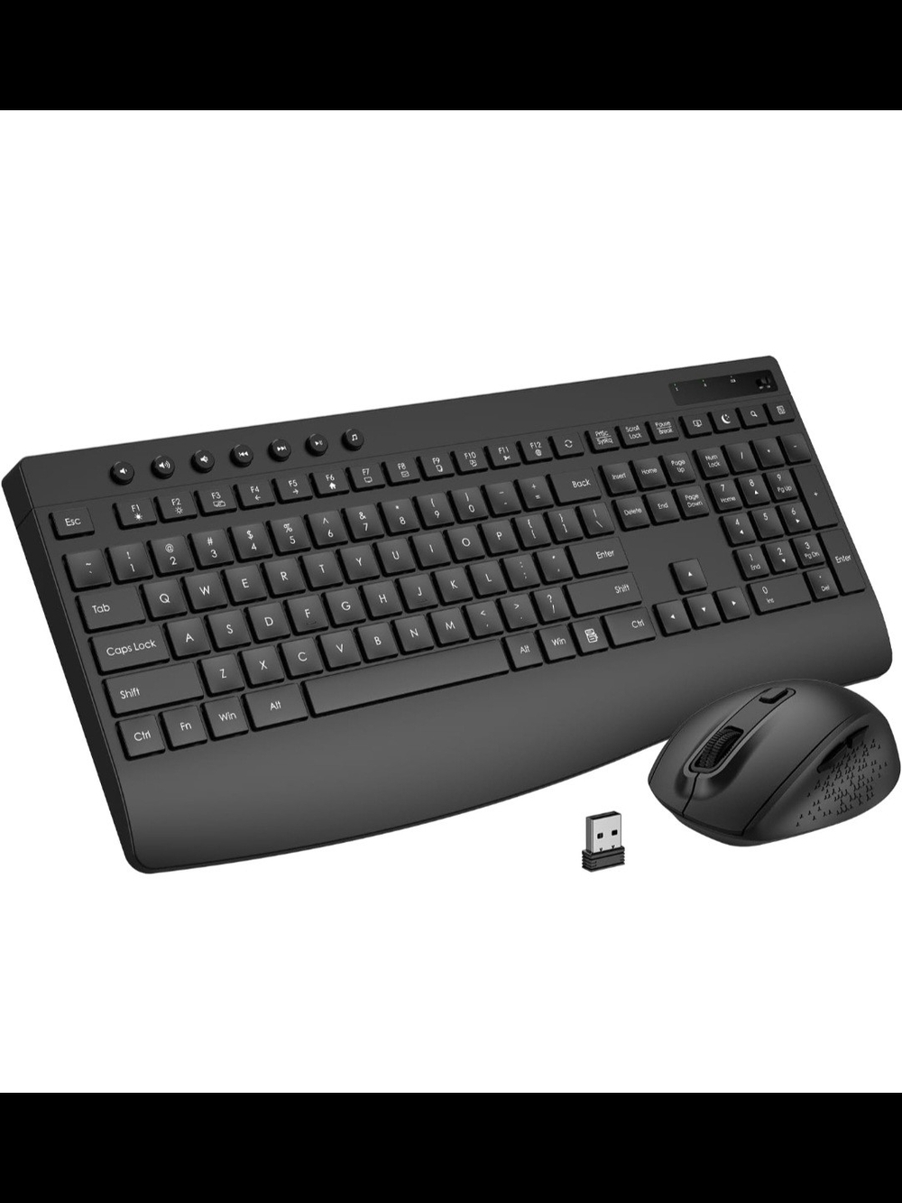Wireless Keyboard and Mouse Combo, Full-Size Ergonomic Computer Set with Palm